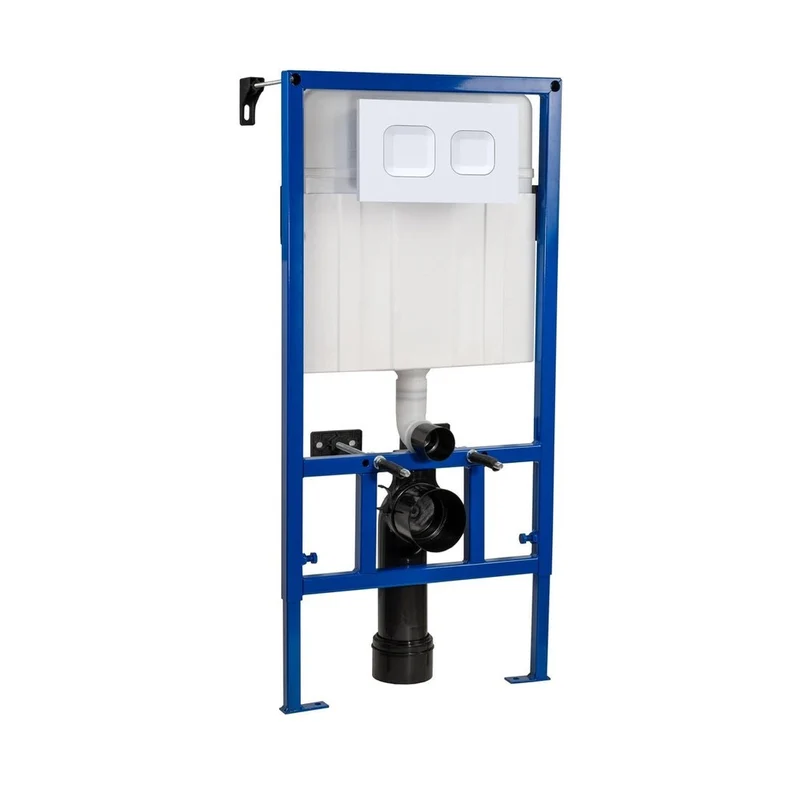 Hudson Reed Concealed Cisterns And Frames Dual Flush Concealed Cistern Frame With Square Plate Contemp White Stainless Steel 890x520x202mm