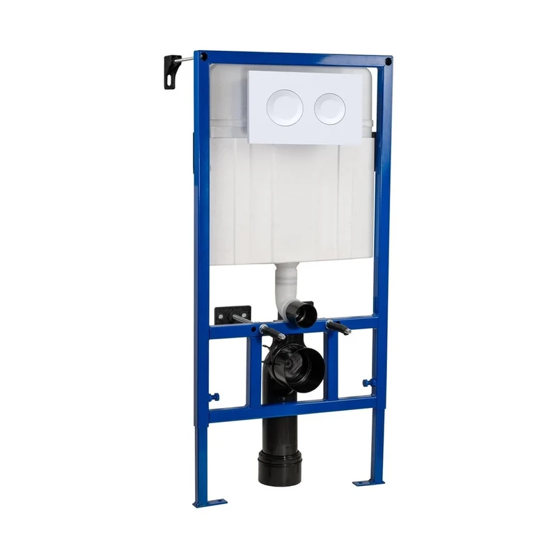 Hudson Reed Concealed Cisterns And Frames Dual Flush Concealed Cistern Frame With Round Plate Contemp White Stainless Steel 890x520x201mm