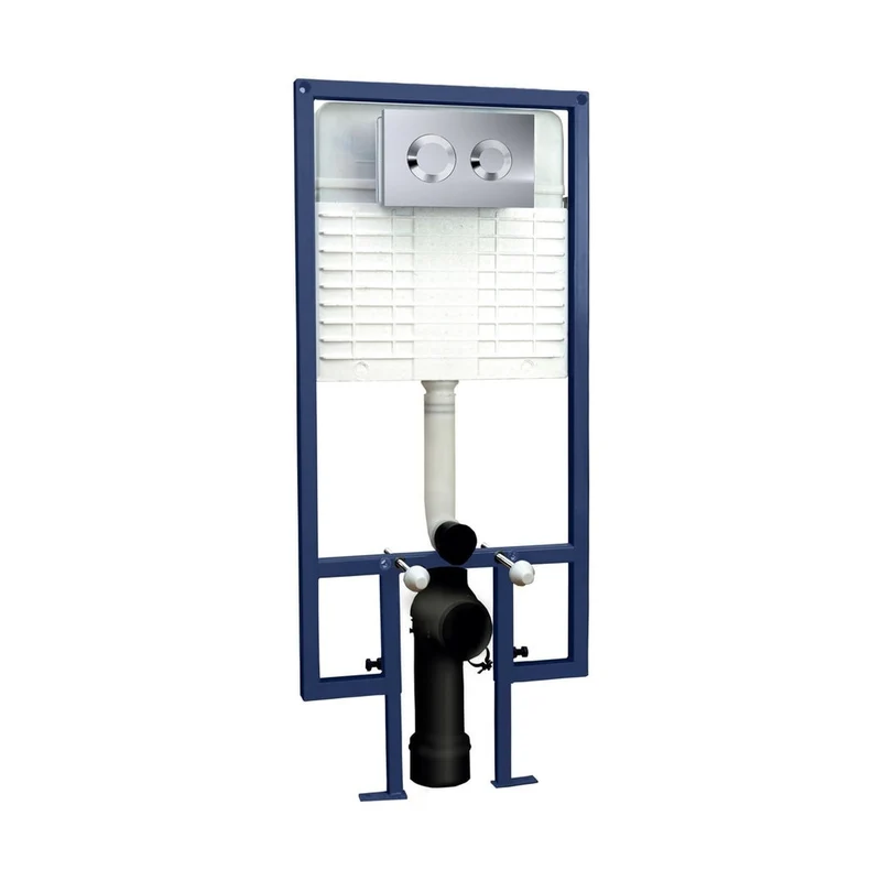 Hudson Reed Concealed Cisterns And Frames Round Dual Flush Push Button Contemp Chrome Stainless Steel 1136x520x204mm
