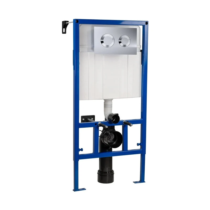Hudson Reed Concealed Cisterns And Frames Dual Flush Concealed Cistern Frame With Round Plate Contemp Chrome Stainless Steel 890x520x207mm