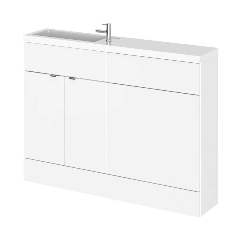 Hudson Reed Fusion 1200mm Combination - Compact Contemp Gloss White MFC Painted Gloss 904x1205x260mm - CBI108