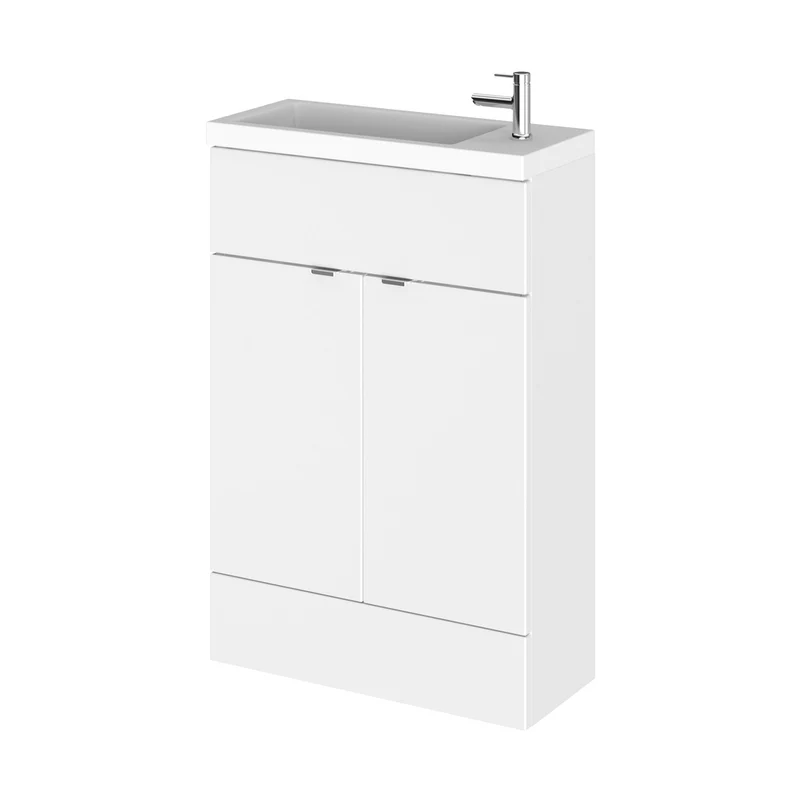 Hudson Reed Fusion 600mm Vanity Unit & Basin - Compact Contemp Gloss White MFC Painted Gloss 904x605x260mm