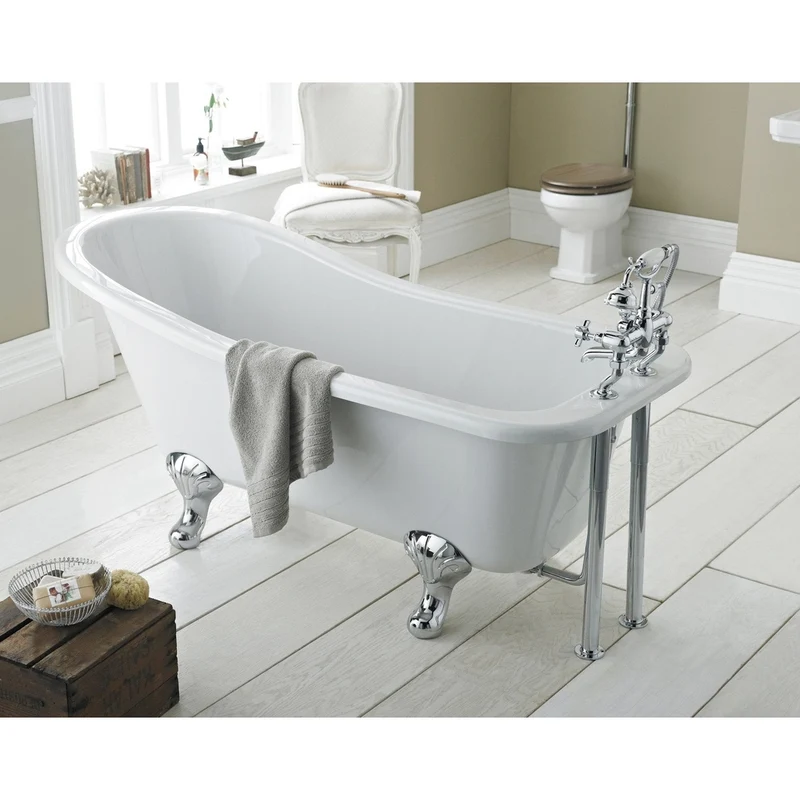 Hudson Reed Brockley Freestanding Bath - Corbel Leg Set (1700mm) Trad White Acrylic