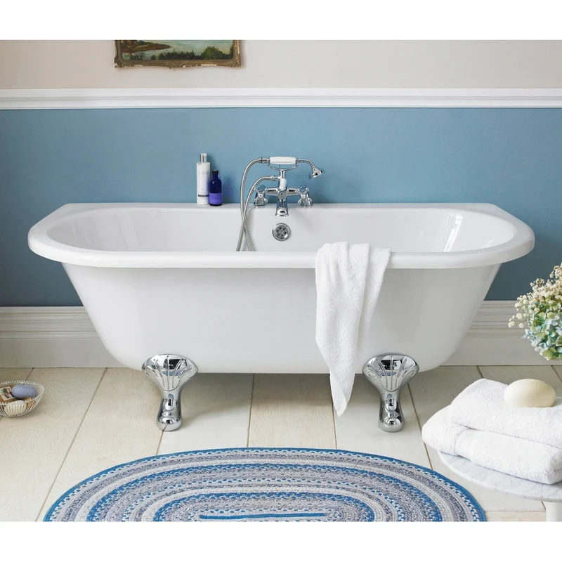 Hudson Reed Kenton Freestanding Bath - Pride Leg Set (1700mm) Trad White Acrylic