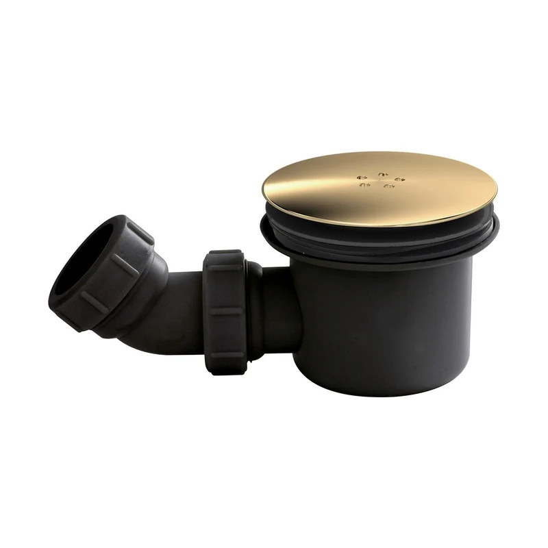 Hudson Reed Shower Tray Wastes Black & Brass Fast Flow Shower Waste Contemp Brushed Brass Polypropylene 99x116x116mm