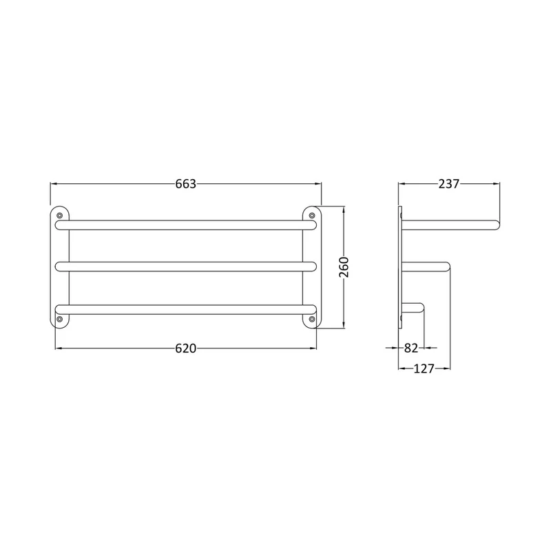 Hudson Reed Bath Wastes And Extras 3 Tier Towel Rack Trad Chrome Brass 260x612x247mm