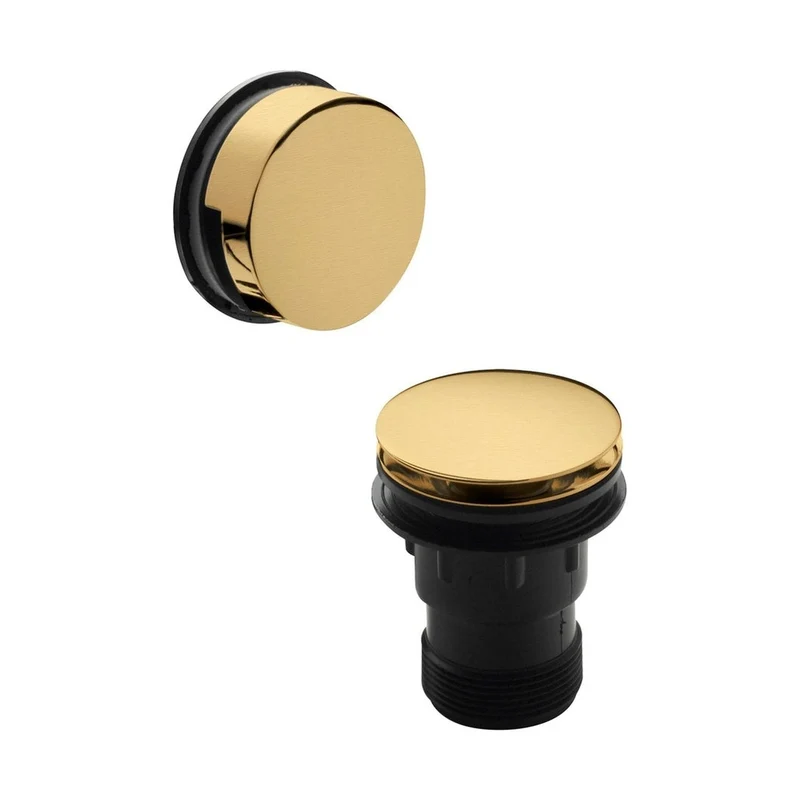 Hudson Reed Bath Wastes And Extras Push Button Bath Waste Contemp Brushed Brass Brass 70x70x100mm