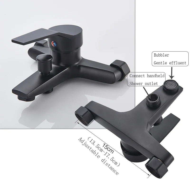 Robinet Baignoire Noir 3 Modes de Jets