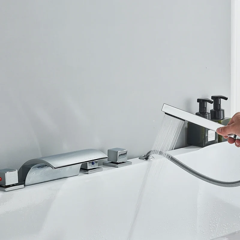 Robinet Baignoire Cascade En Laiton 3 Poignées