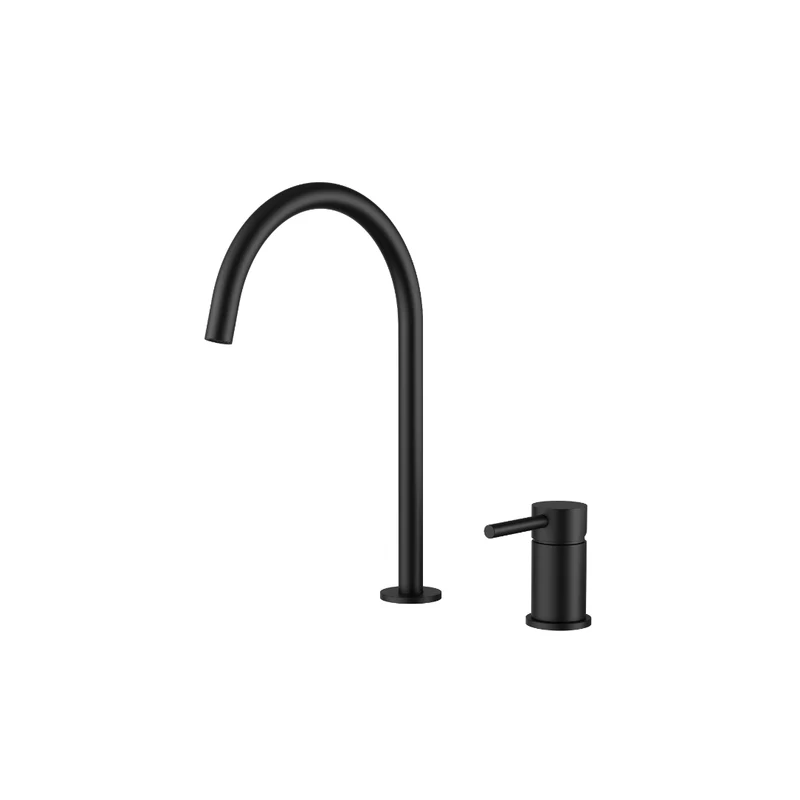 Robinet de salle de bain sur plan rond - Noir