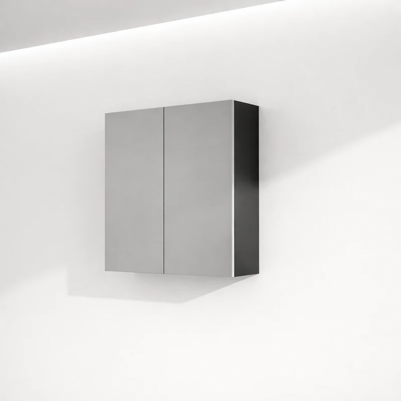 Armoire murale 26 x 24 pouces avec 2 portes miroirs - noir mat
