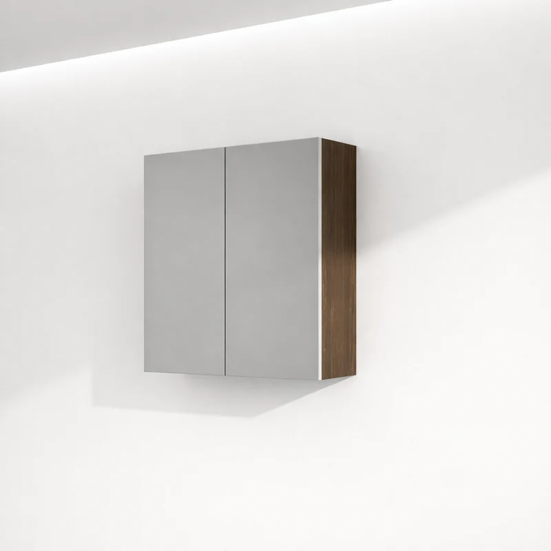 Armoire murale 26 x 24 pouces avec 2 portes miroirs - bois noyer