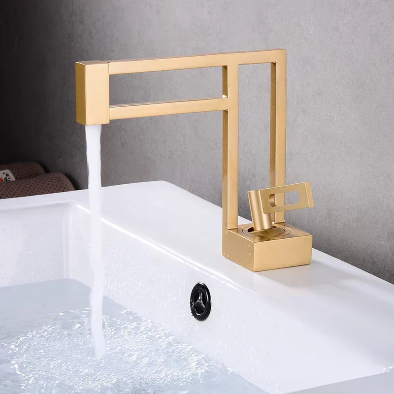 Robinet Lavabo Design Moderne Doré