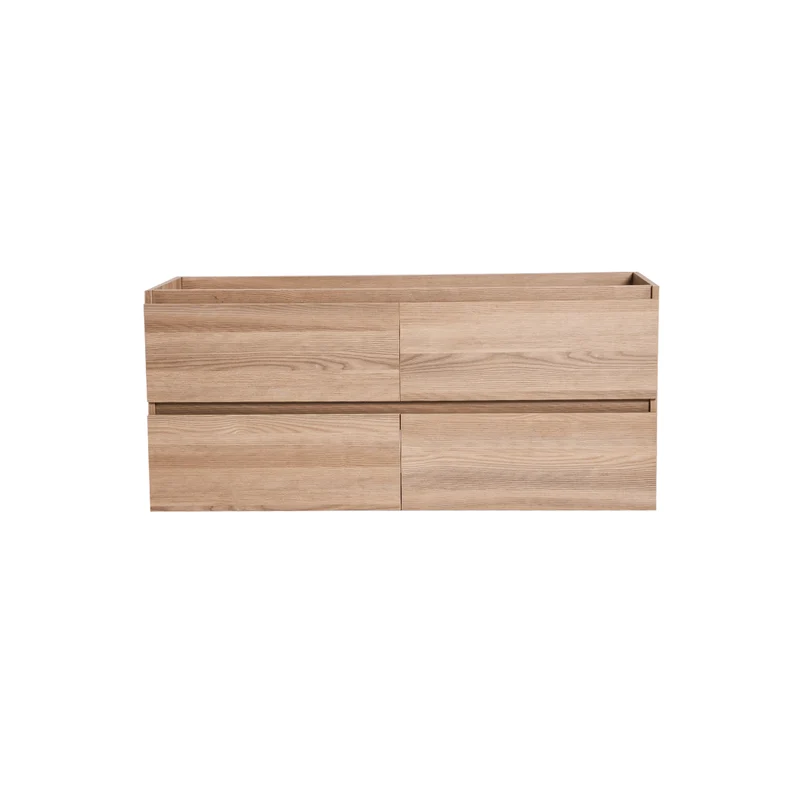 Vanité avec comptoir 60 pouces bois naturel - 2 lavabos