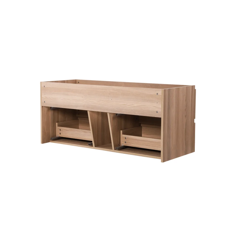 Vanité avec comptoir 60 pouces bois naturel - 2 lavabos
