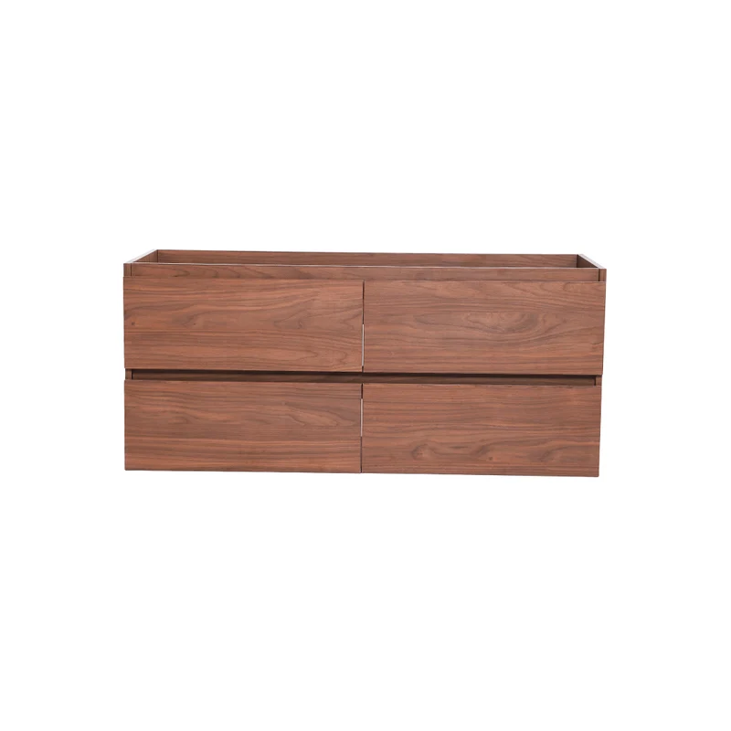 Vanité avec comptoir 60 pouces bois noyer - 2 lavabos