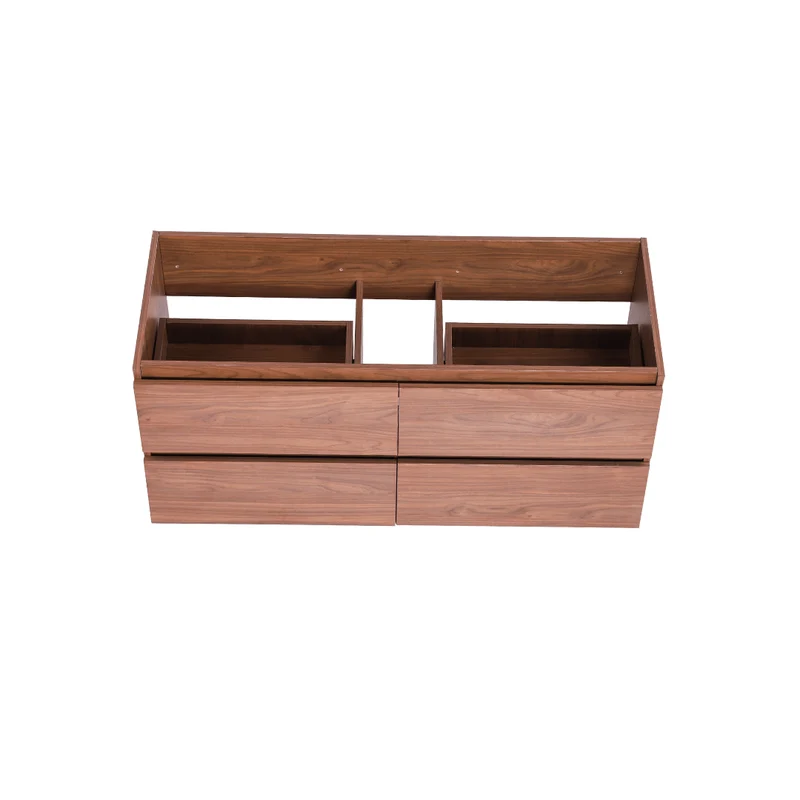 Vanité avec comptoir 60 pouces bois noyer - 2 lavabos