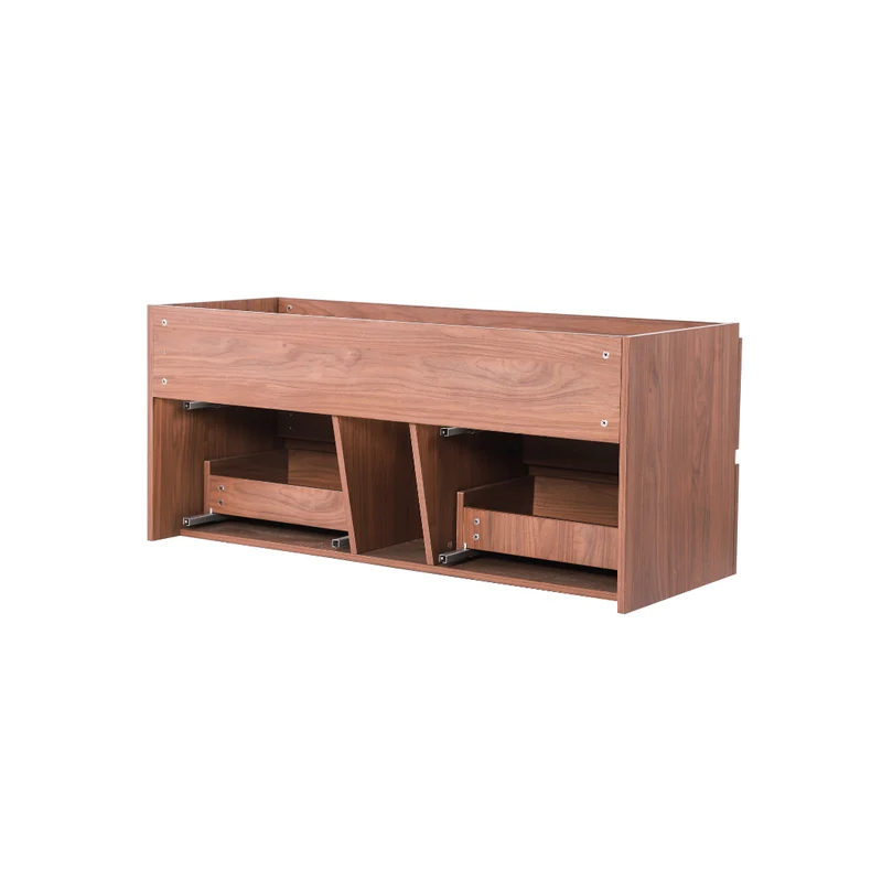 Vanité avec comptoir 60 pouces bois noyer - 2 lavabos