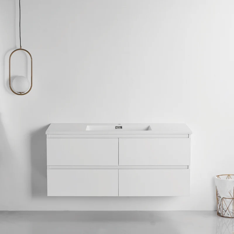 Vanité avec comptoir 48 pouces blanc satiné