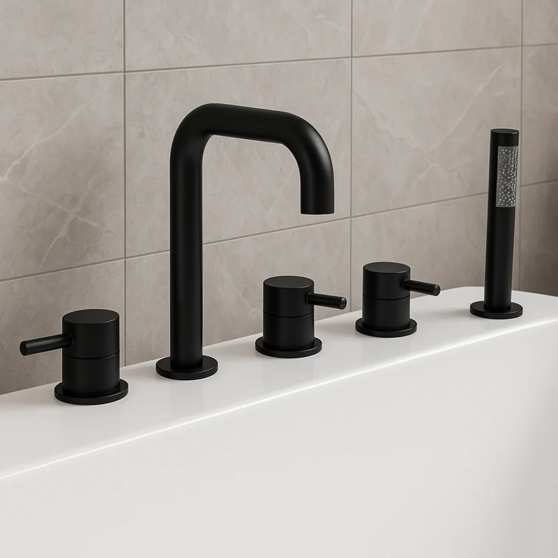 Robinet de bain avec douchette noir mat