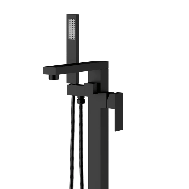 Robinet de bain auto-portant carré noir mat