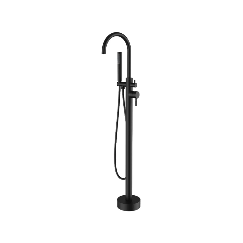 Robinet de bain auto-portant rond noir mat