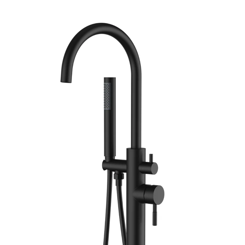 Robinet de bain auto-portant rond noir mat