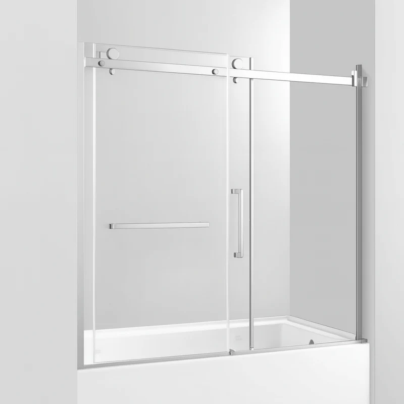 Porte en verre pour bain douche chrome de 60 pouces