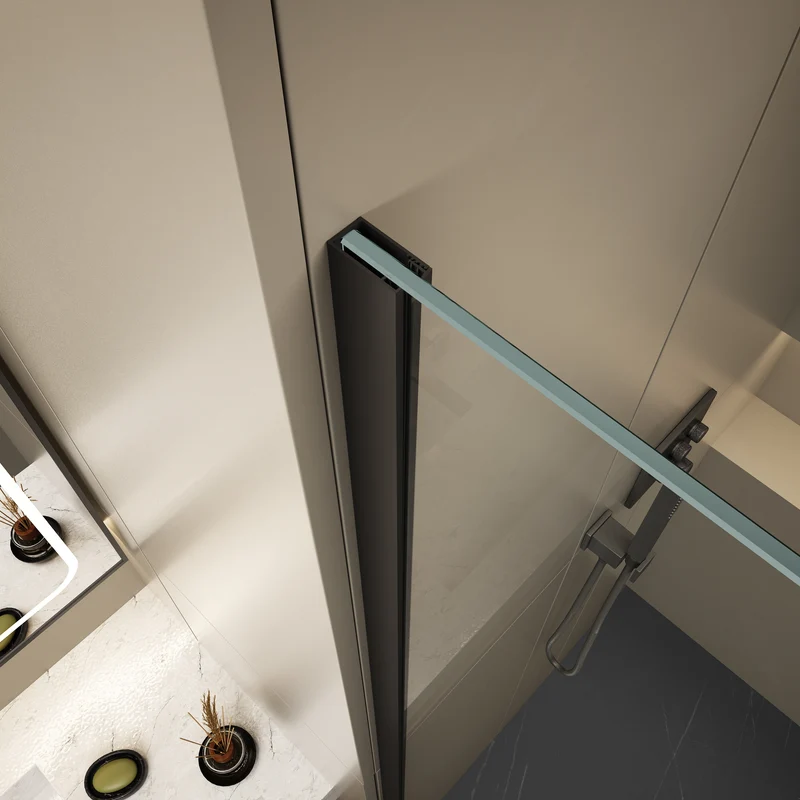 Vitre de douche fixe de style douche à l'italienne - Noir mat