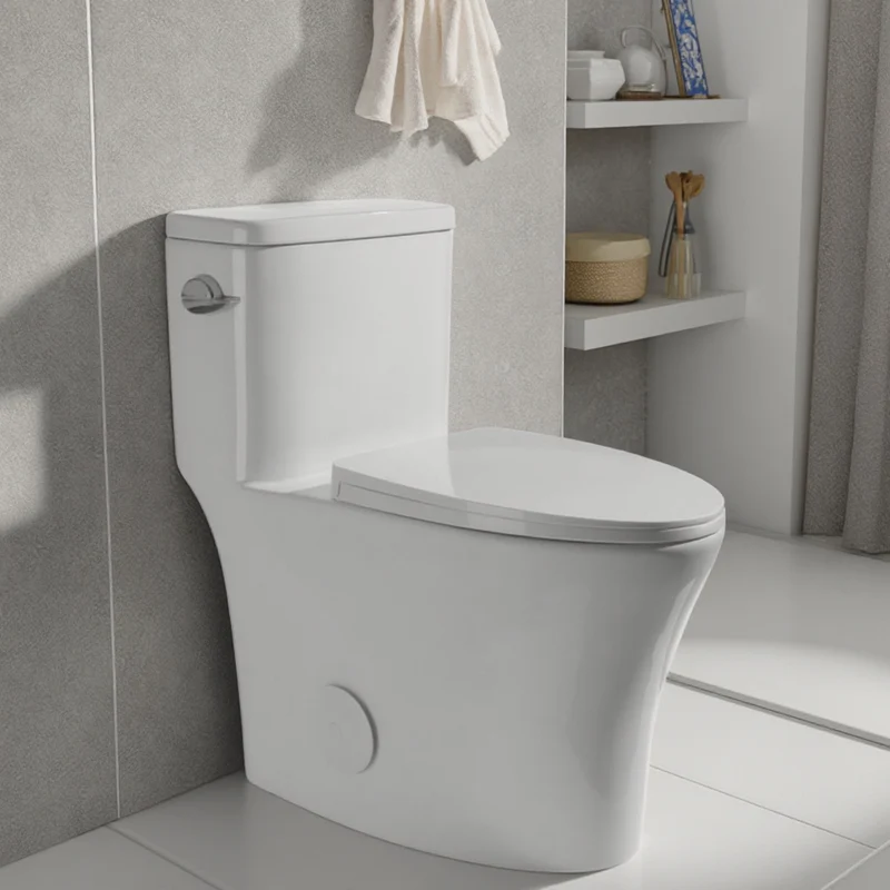 Toilette monobloc allongée
