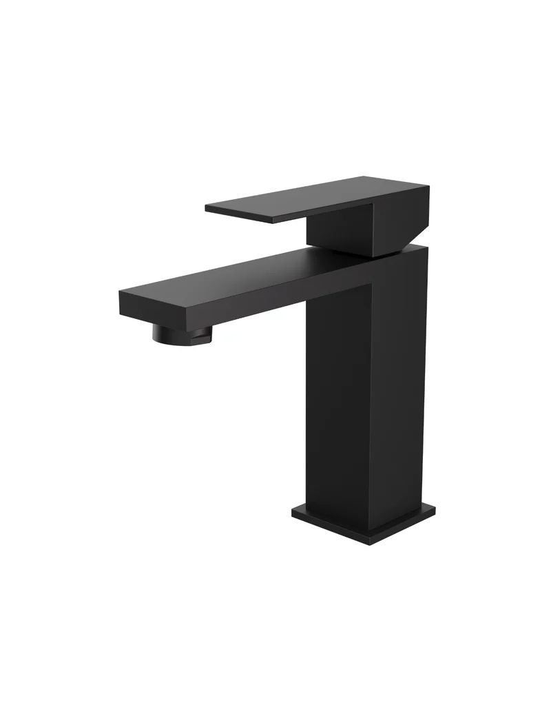 Robinet de lavabo court carré noir mat