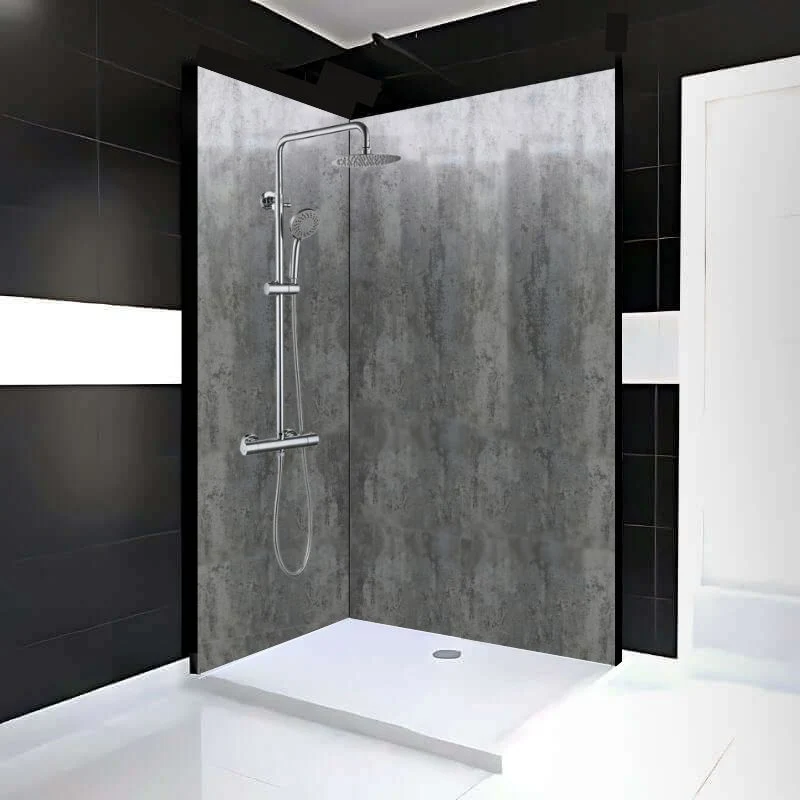 Mur de douche en PVC effet béton industriel gris lustré 48 po x 96 po