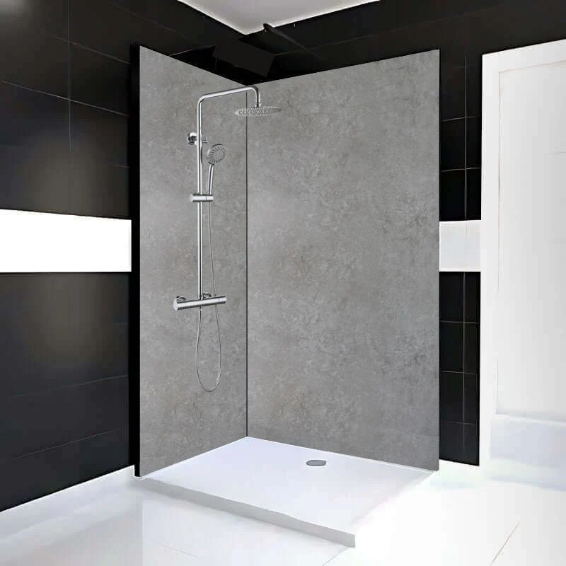 Mur de douche en PVC effet béton gris mat 48 po x 96 po