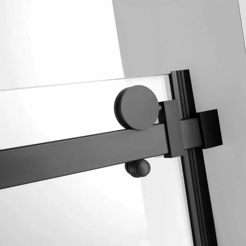 Porte en verre pour bain douche noire de 60 pouces