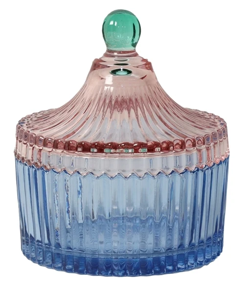 Bonbonniere i glas, blå/rosa – EJA