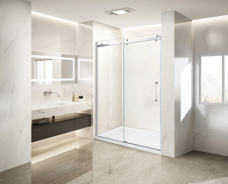 Douche (Base et Vitres inclus) chrome 32"X60" en alcove