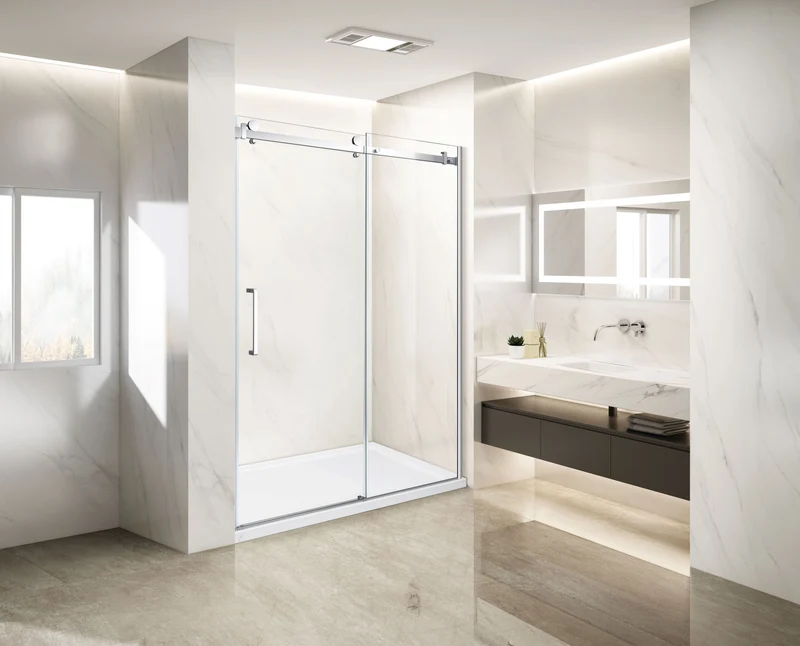 Douche (Base et Vitres inclus) chrome 36"X60" en alcove