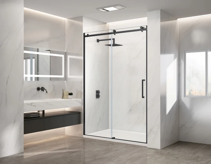 Douche (Base et Vitres inclus) noire 36"X60" en alcove