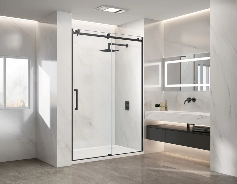 Douche (Base et Vitres inclus) noire 32"X60" en alcove