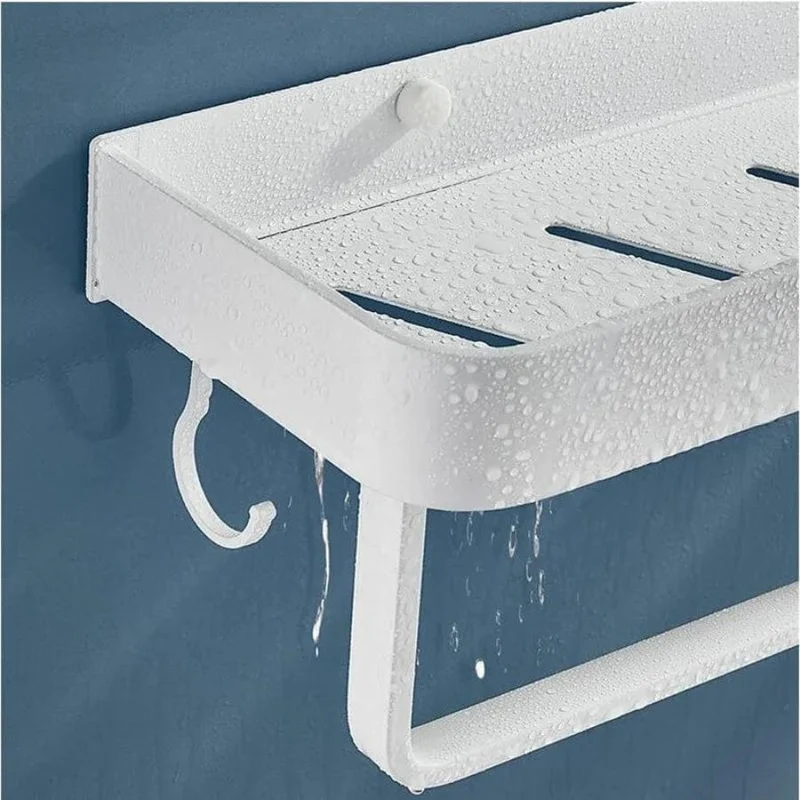 Étagère de douche en aluminium laqué blanc