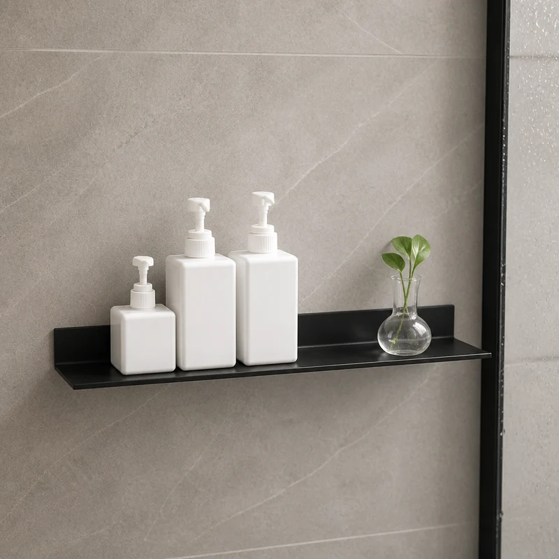 Étagère de douche extra plate noire