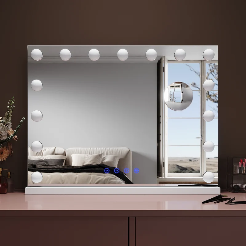 SIRHONA Miroir Mural Miroir Maquillage 58x43cm LED Mirror Hollywood 3 couleurs