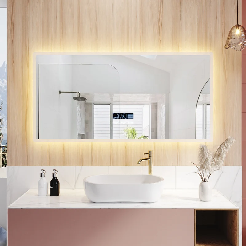 SIRHONA Miroir de Salle de Bain LED Anti-buée Miroir avec éclairage LED Miroir Cosmétiques Mural avec 3 températures de Couleur