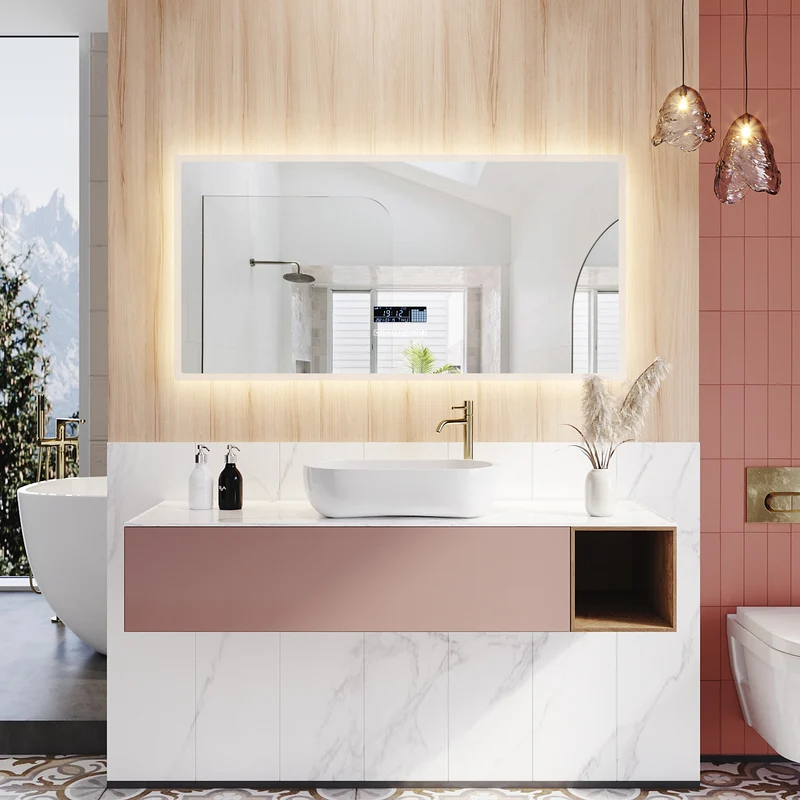 SIRHONA Miroir de Salle de Bain LED Anti-buée Miroir avec éclairage LED Miroir Cosmétiques Mural avec 3 températures de Couleur