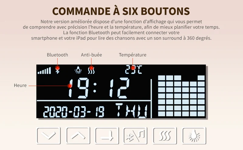 SIRHONA Miroir de Salle de Bain LED Anti-buée Miroir avec éclairage LED Miroir Cosmétiques Mural avec 3 températures de Couleur