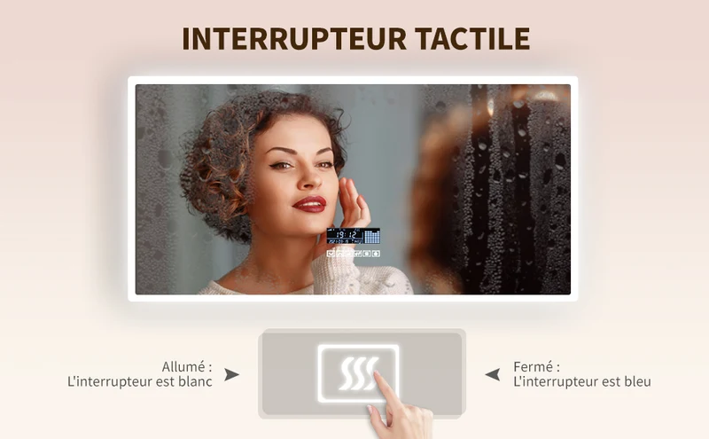 SIRHONA Miroir de Salle de Bain LED Anti-buée Miroir avec éclairage LED Miroir Cosmétiques Mural avec 3 températures de Couleur