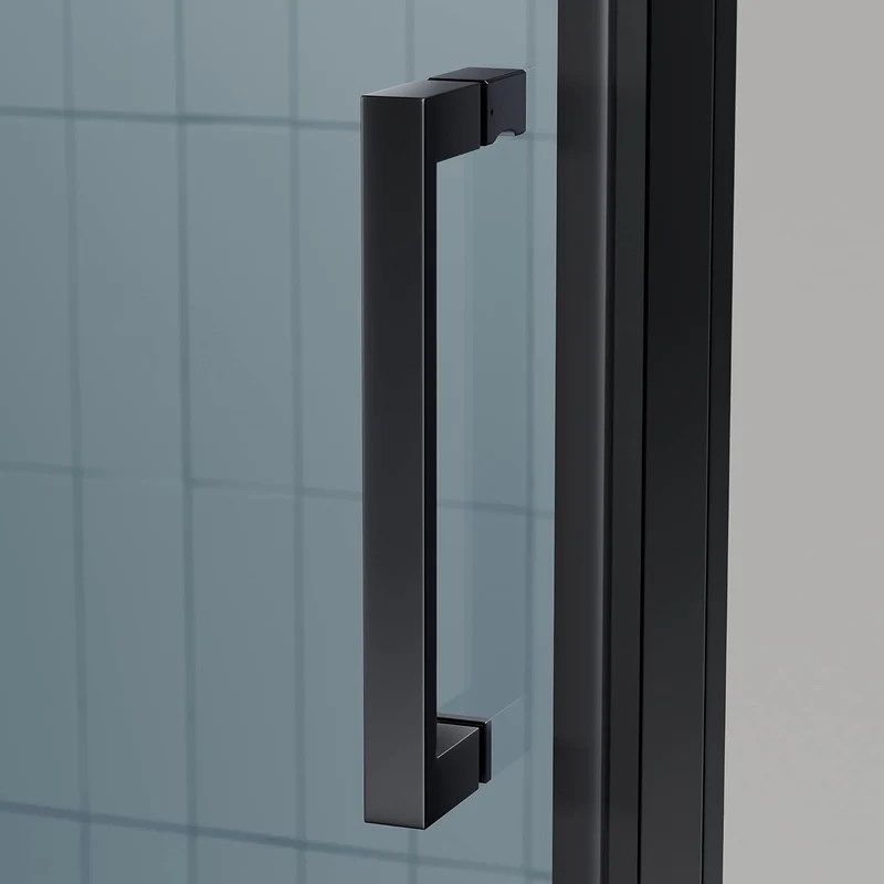SIRHONA Porte de douche plié en Verre Transparent 6mm Securit 76/80/90x195cm Noir