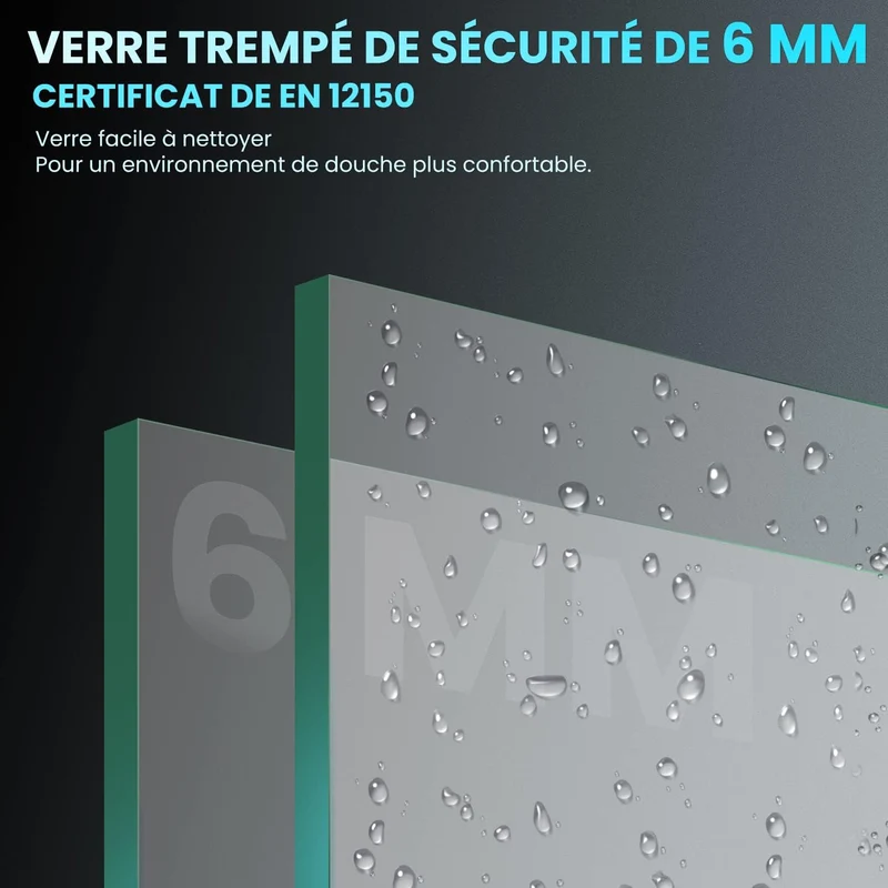 SIRHONA Porte de douche plié en Verre Transparent 6mm Securit 76/80/90x195cm Noir