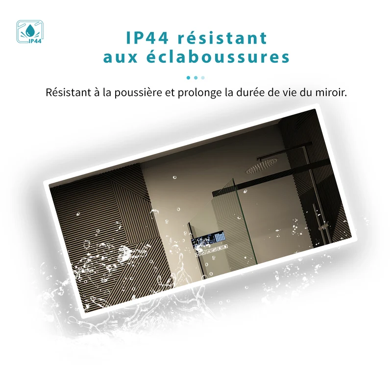 SIRHONA Miroir led Miroir de salle de bains avec éclairage LED Miroir Cosmétiques Mural Lumière Illumination avec Commande par Effleurement 70x50 CM