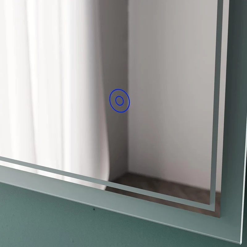 SIRHONA miroir de salle de bain 70x50cm avec éclairage antibuée miroir de salle de bain LED avec interrupteur mural